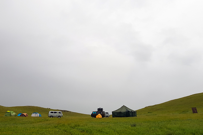 Cycling tour camp in Mongolian pristine nature